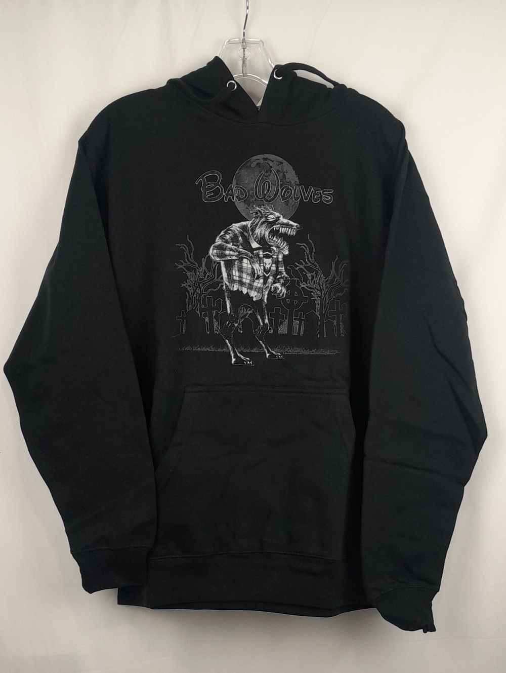 Bad Wolves Band Black Gray Werewolf Graphic Long Sleeve Hooded Sweater
